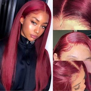 Burgundy 99J Lace Front Wigs Human Hair Pre Plucked Wine Red 13x4 Straight Lace